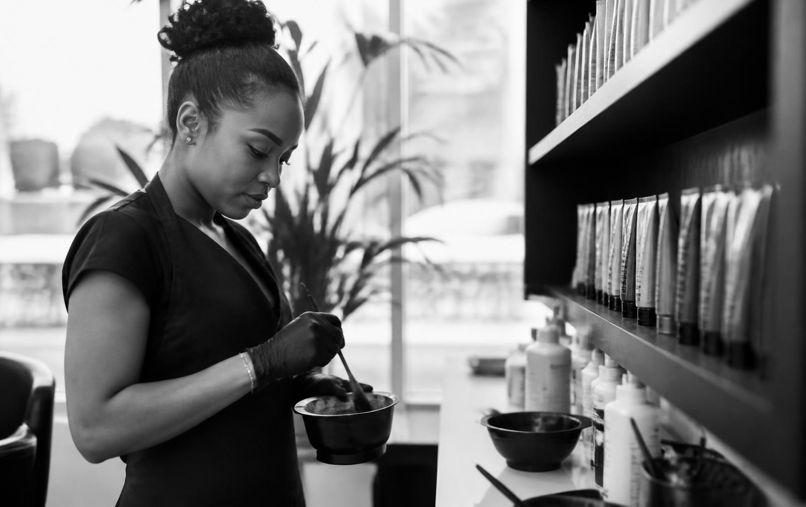 Professional salon interior in monochrome